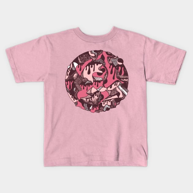 Pink and White Circle of Drip Kids T-Shirt by kenallouis